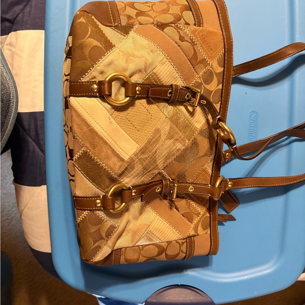 Coach Elegant Brown Patchwork Shoulder Bag - image 2